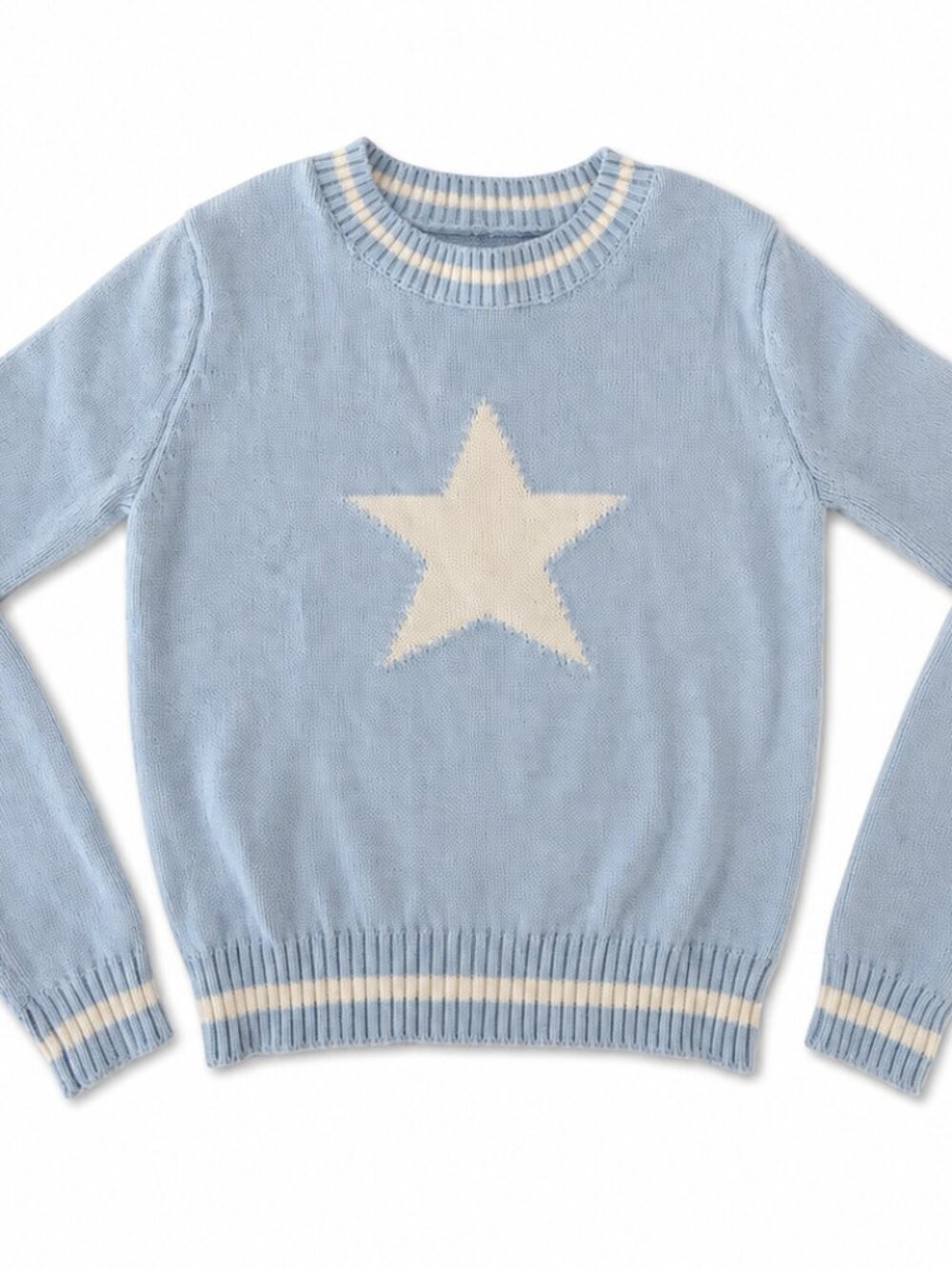 Cali 1850 Light Blue Star Cropped Sweater Women’s XS
